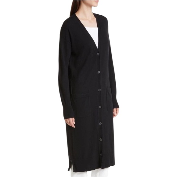 Nordstrom Signature Cashmere Duster Cardigan Sweater Button Up Womens Medium - Picture 3 of 9